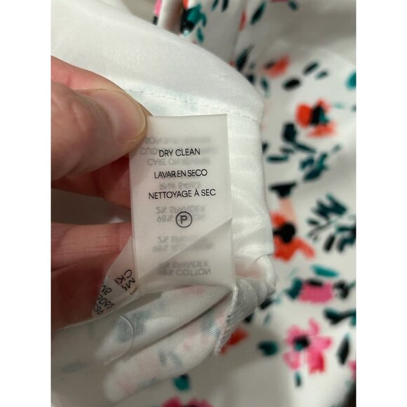 Calvin Klein Floral Pants White Multi Sz 10 Flat Front Mid Rise Bohemian NWT - Picture 12 of 13